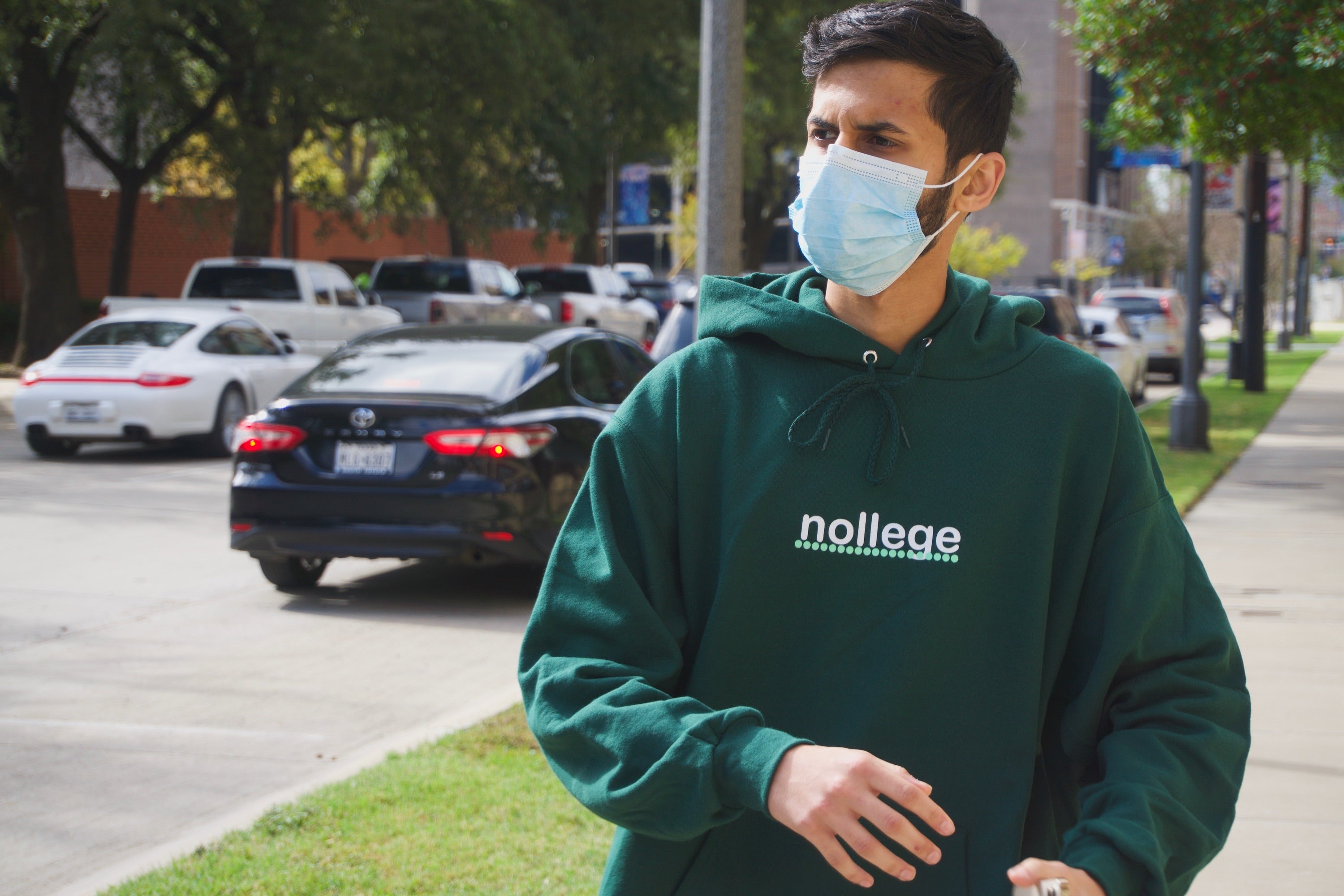 Forest green nollege autocorrect hoodie